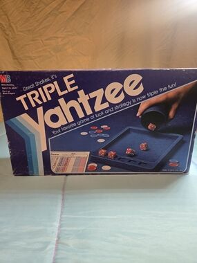 Vintage Triple Yahtzee Dice Game Milton Bradley 1991 Complete EUC